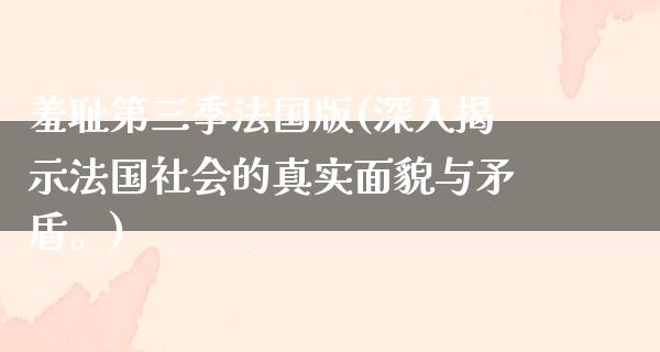 羞耻第三季法国版(深入揭示法国社会的真实面貌与矛盾。)