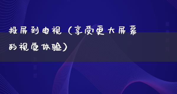 投屏到电视（享受更大屏幕的视觉体验）