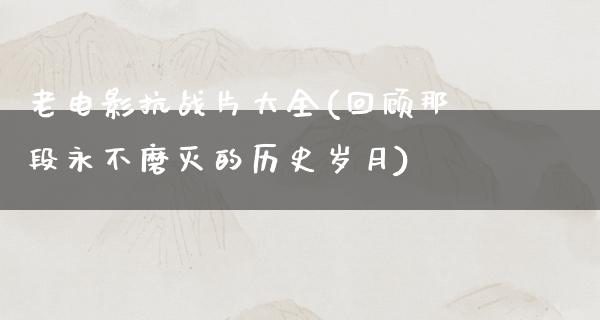 老电影抗战片大全(回顾那段永不磨灭的历史岁月)