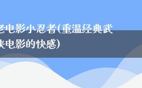 老电影小忍者(重温经典武侠电影的快感)