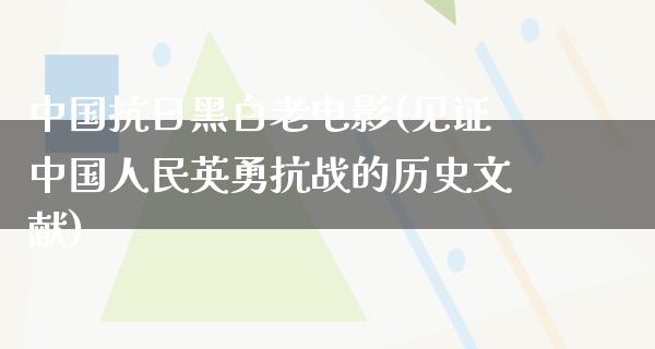 中国抗日黑白老电影(见证中国人民英勇抗战的历史文献)