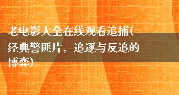 老电影大全在线观看追捕(经典警匪片，追逐与反追的博弈)