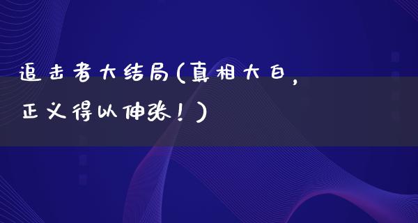 追击者大结局(**大白，正义得以伸张！)