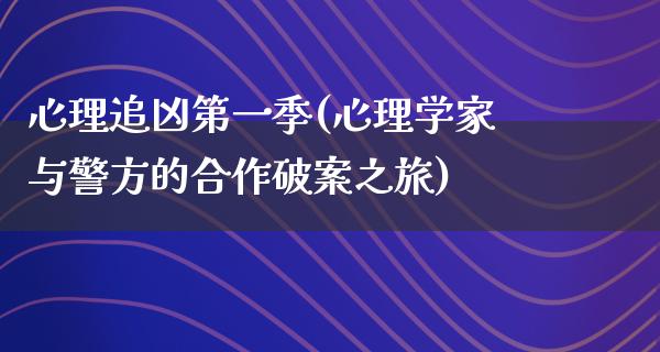 心理追凶第一季(心理学家与警方的合作破案之旅)