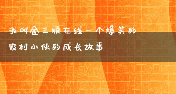 我叫金三顺在线一个爆笑的农村小伙的成长故事