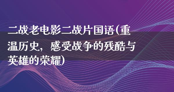 二战老电影二战片国语(重温历史，感受战争的残酷与英雄的荣耀)