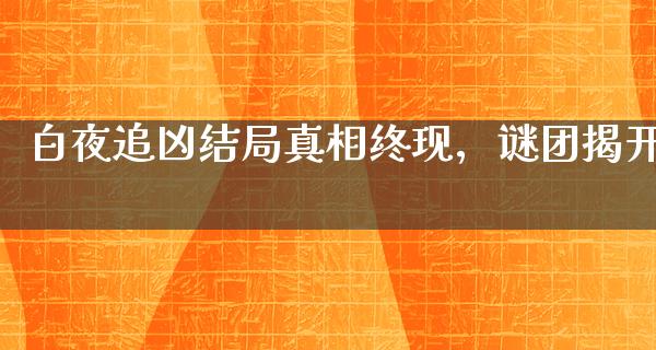 白夜追凶结局**终现，谜团揭开