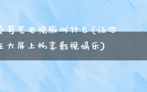 爱奇艺电视版叫什么(让你在大屏上畅享影视娱乐)