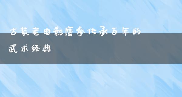 古装老电影鹰拳传承百年的武术经典