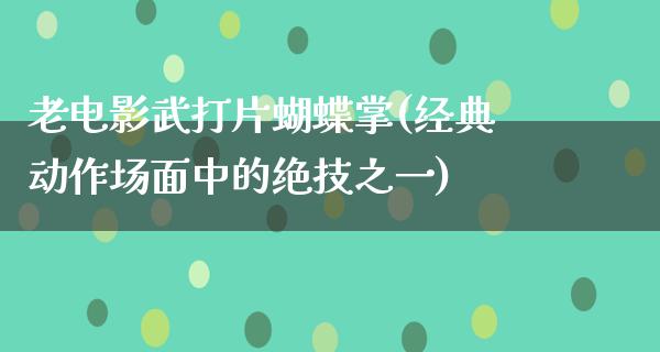 老电影武打片蝴蝶掌(经典动作场面中的绝技之一)