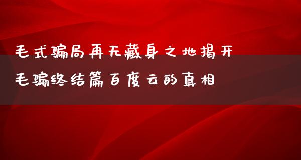 毛式**再无藏身之地揭开毛骗终结篇百度云的**