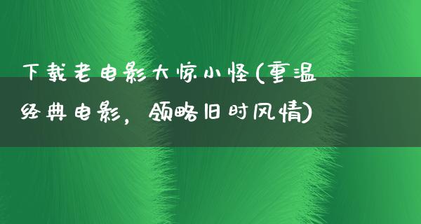 下载老电影大惊小怪(重温经典电影，领略旧时风情)