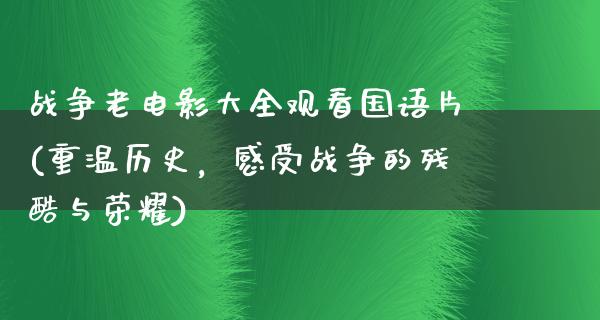 战争老电影大全观看国语片(重温历史，感受战争的残酷与荣耀)