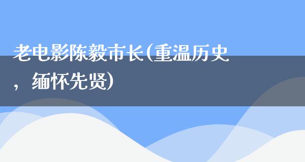 老电影陈毅市长(重温历史，缅怀先贤)