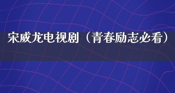 宋威龙电视剧（青春励志必看）