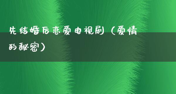 先结婚后恋爱电视剧（爱情的秘密）