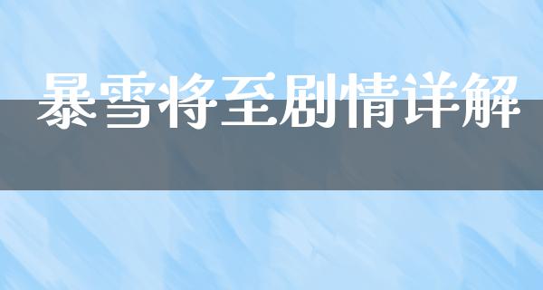 暴雪将至剧情详解