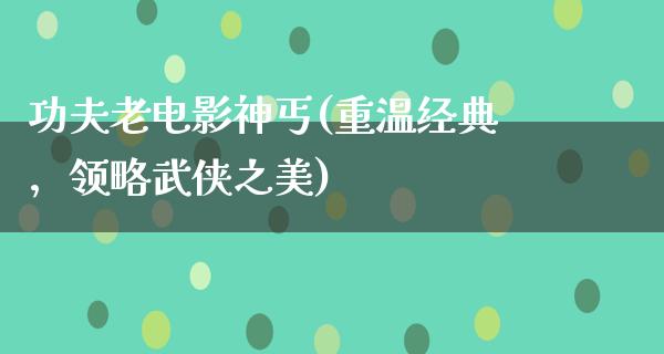 功夫老电影神丐(重温经典，领略武侠之美)