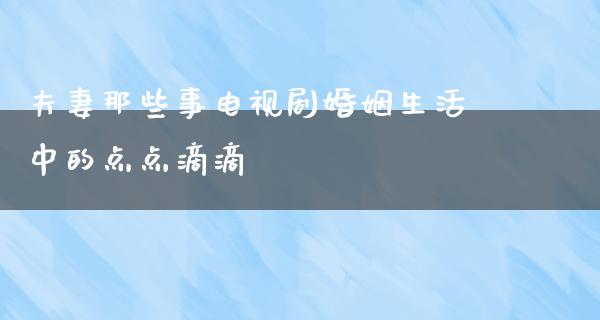 夫妻那些事电视剧婚姻生活中的点点滴滴