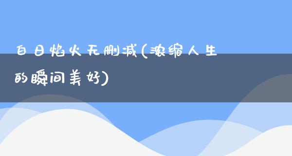 白日焰火无删减(浓缩人生的瞬间美好)