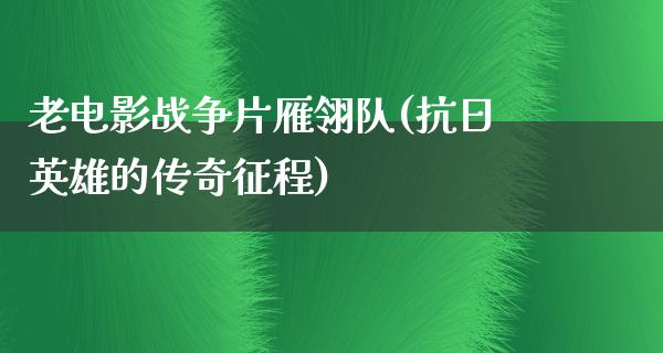 老电影战争片雁翎队(抗日英雄的传奇征程)