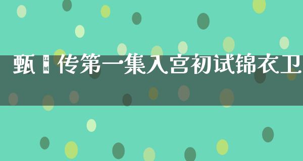 甄嬛传第一集入宫初试锦衣卫