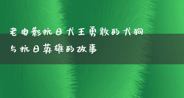 老电影抗日犬王勇敢的犬狗与抗日英雄的故事