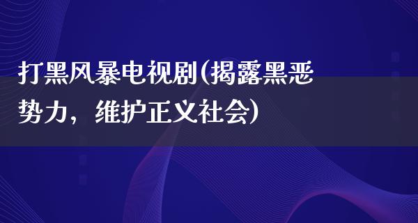 打黑风暴电视剧(揭露黑恶势力，维护正义社会)