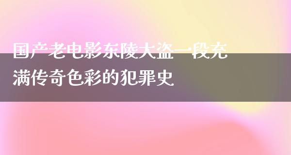 国产老电影东陵大盗一段充满传奇色彩的犯罪史