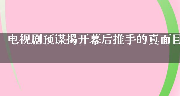 电视剧预谋揭开幕后推手的真面目