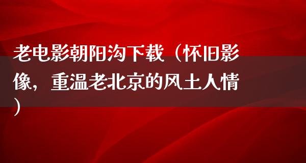 老电影朝阳沟下载（怀旧影像，重温老北京的风土人情）