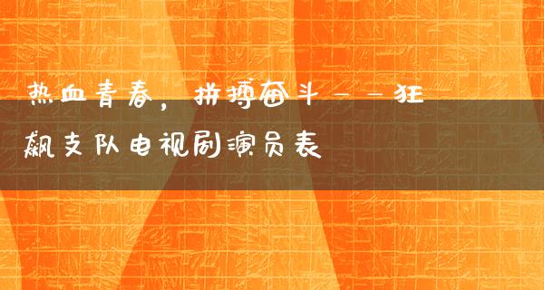 热血青春，拼搏奋斗——狂飙支队电视剧演员表