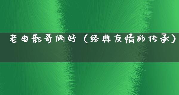 老电影哥俩好（经典友情的传承）