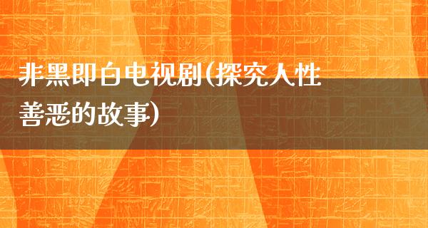 非黑即白电视剧(探究人性善恶的故事)