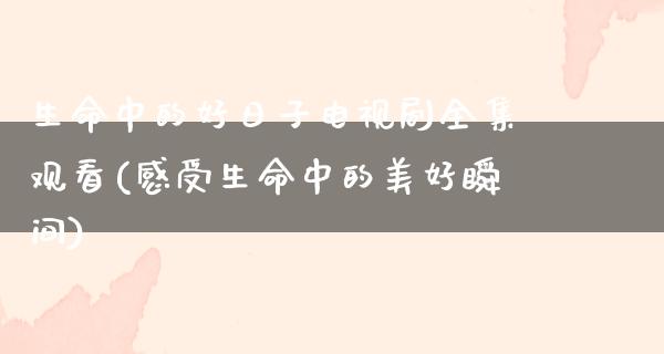 生命中的好日子电视剧全集观看(感受生命中的美好瞬间)