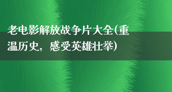 老电影解放战争片大全(重温历史，感受英雄壮举)