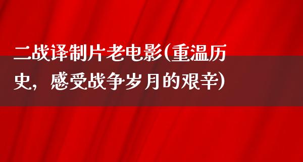 二战译制片老电影(重温历史，感受战争岁月的艰辛)