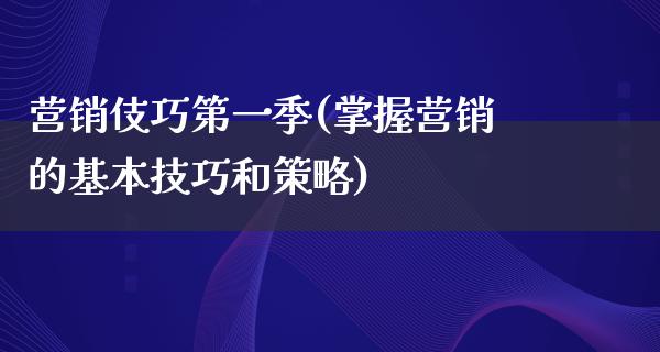 营销伎巧第一季(掌握营销的基本技巧和策略)