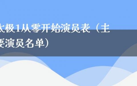 太极1从零开始演员表（主要演员名单）