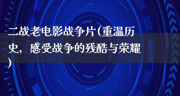 二战老电影战争片(重温历史，感受战争的残酷与荣耀)