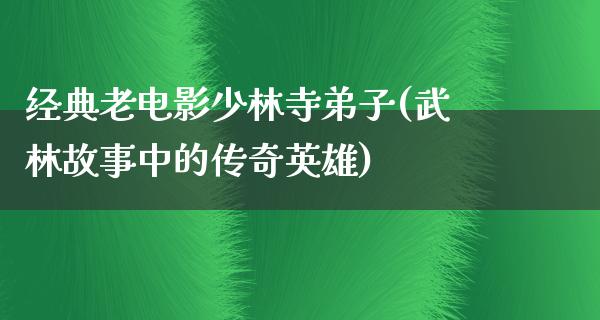 经典老电影少林寺弟子(武林故事中的传奇英雄)