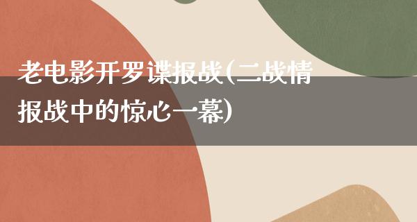 老电影开罗谍报战(二战情报战中的惊心一幕)