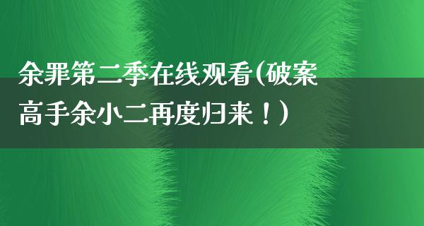 余罪第二季在线观看(破案高手余小二再度归来！)