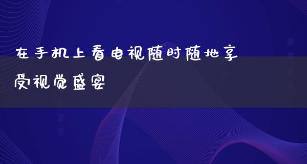 在手机上看电视随时随地享受视觉盛宴