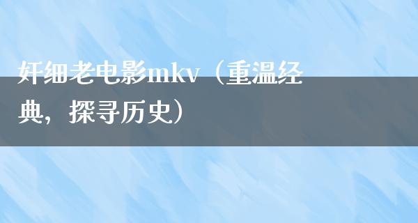 奸细老电影mkv（重温经典，探寻历史）