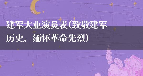 建军大业演员表(致敬建军历史，缅怀**先烈)