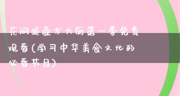 花间提壶方大厨第一季免费观看(学习中华美食文化的必看节目)