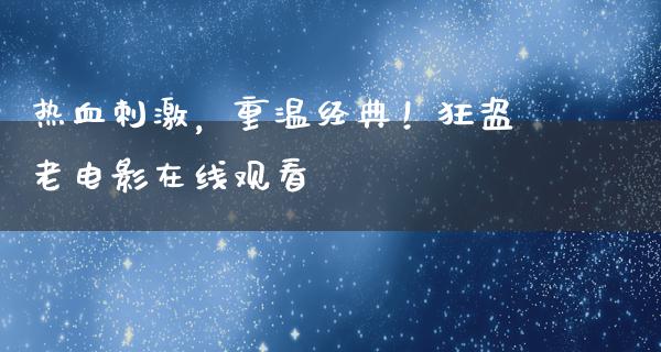 热血刺激，重温经典！狂盗老电影在线观看