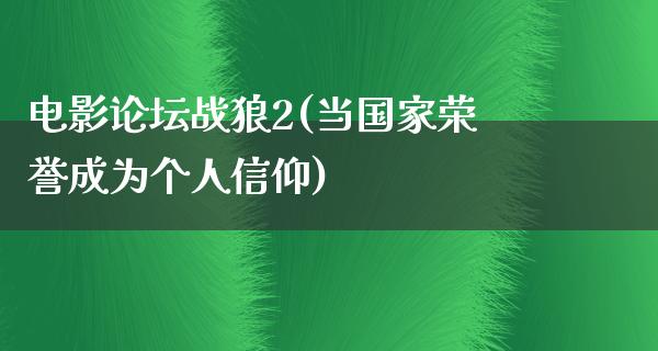 电影论坛战狼2(当国家荣誉成为个人信仰)