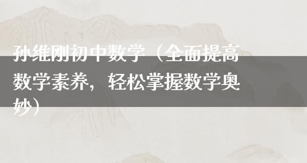 孙维刚初中数学（全面提高数学素养，轻松掌握数学奥妙）